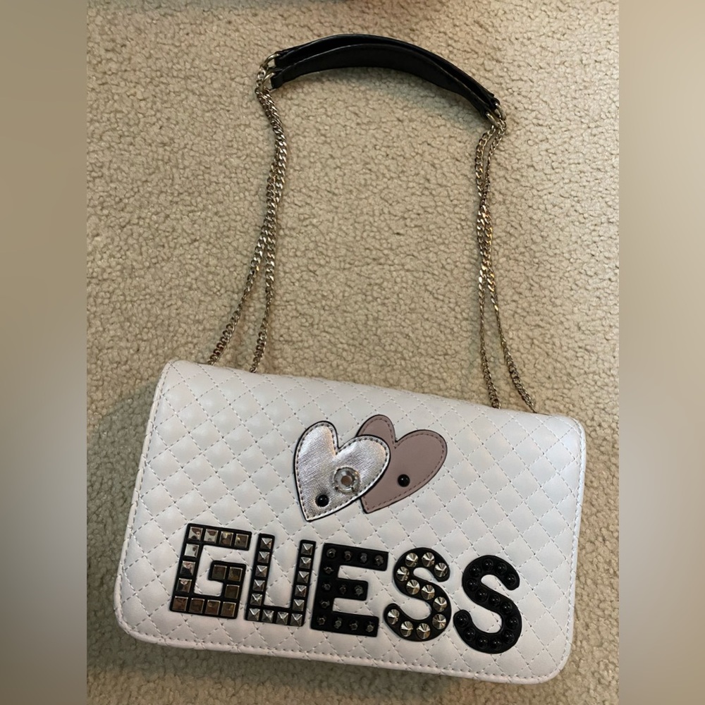 GUESS white shoulder bag